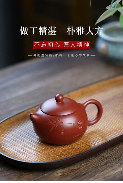 Dahongpao-Handmade Zisha Teapot, Hand-carved and Painted, Cuizhu Xishi Teapot, Yixing Handmade Pot, Kung-Fu Teaware, Purple Clay