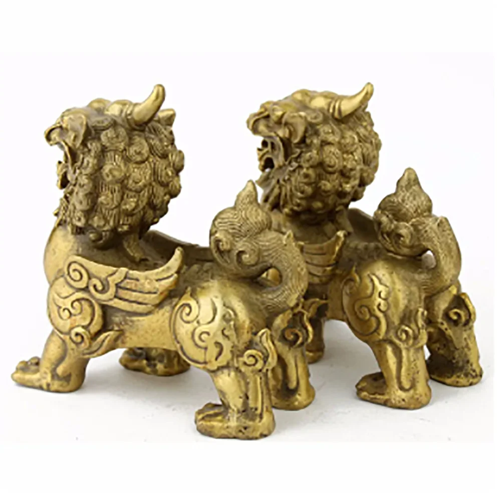 BRASS FENGSHUI PAIR PI YAO STATUES / FENGSHUI PI XIE STATUES M1207