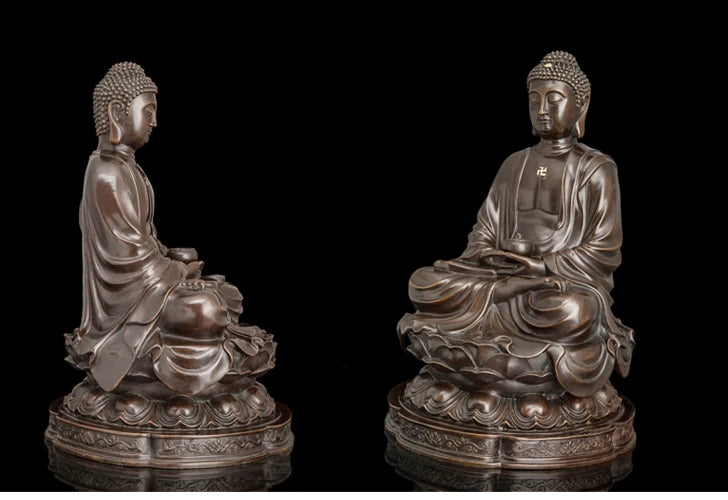 44CM LARGE --Good Buddha statue -family home  efficacious Protection- Retro RULAI Shakyamuni Buddha bronze statue- FX018