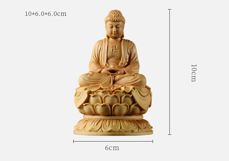 Japan Buddha Shakyamuni 10cm Wood Sculpture Buddha Dharma Solid Statue Home Decor