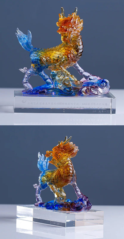 Coloured Glazed unicorn ornaments to pray for blessings and blessings kirin Chinese dragon kylin