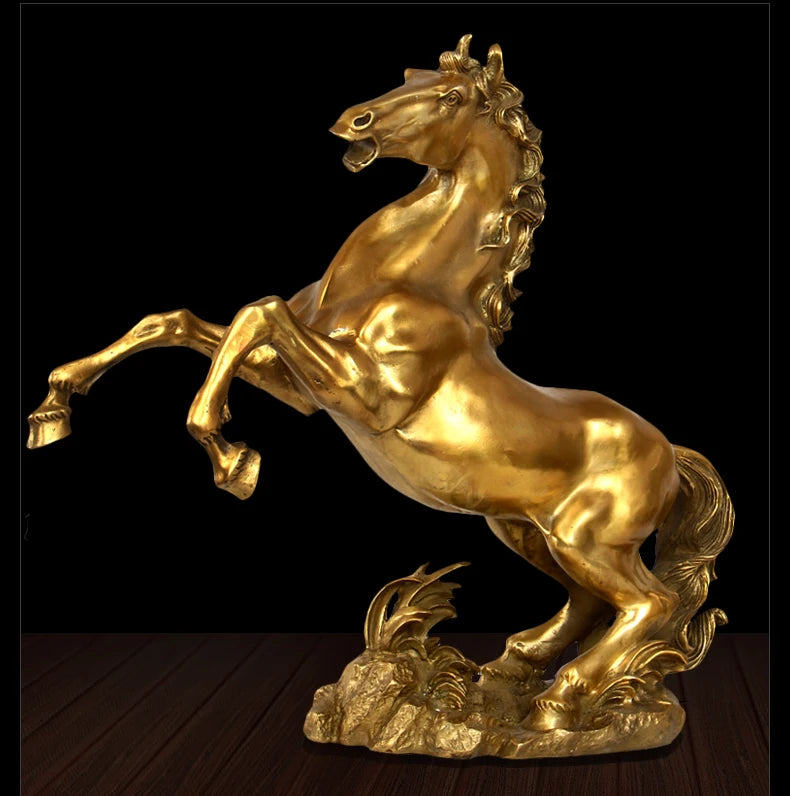 Good LUCK Company Porch home hall lobby business wealth Mascot efficacious Talisman FENG SHUI GOLD copper horse statue