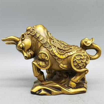 Bull Decorative Statue Golden Cow Animal Sculpture Brass Tabletop Decoration Accessories Gift Ideas Home Decor Crafts