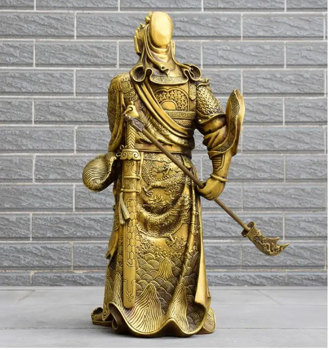 59CM large huge # HOME Company business efficacious Protection # The God of wealth GUAN GONG Guandi FENG SHUI gold copper statue