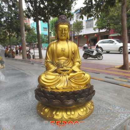 HOT SALE # 47cm Large HUGE # HOME lobby Temple efficacious Talisman protection GOLD RU LAI Buddha brass carving Sculpture statue