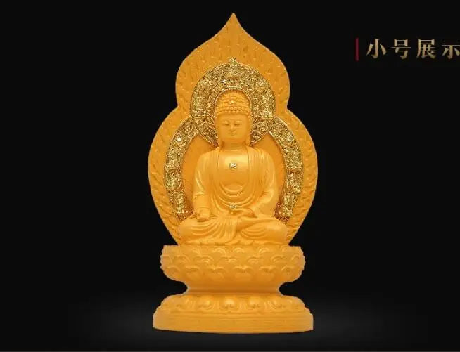Greco-Buddhist HOME OFFICE Talisman  Protection # Southeast Asia GOLDEN Amitabha Buddha statue-FREE SHIP 19CM TALL
