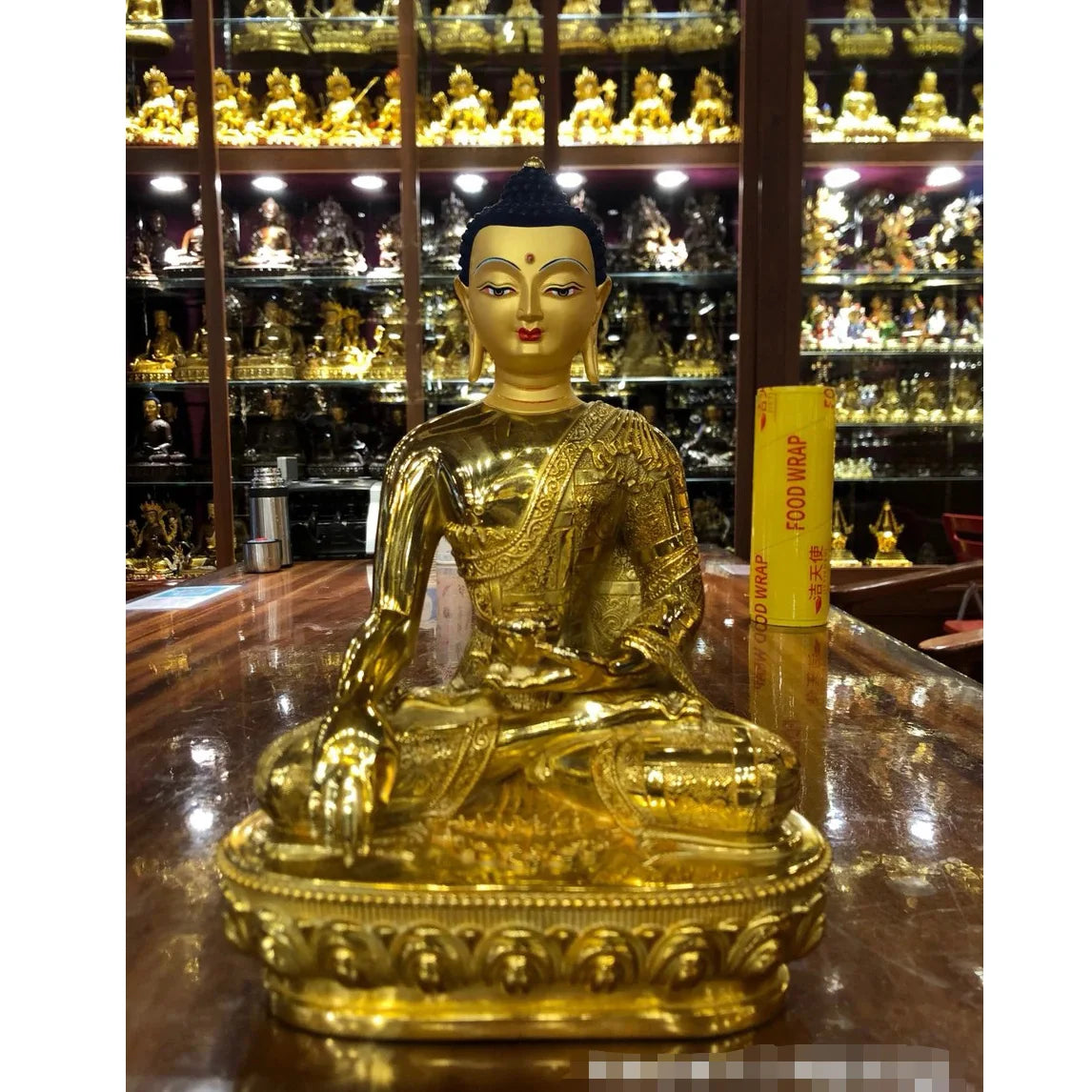 31CM large Tibet Nepal  high grade gilding brass Shakyamuni Amitabha Buddha statue home temple bless safe health good luck