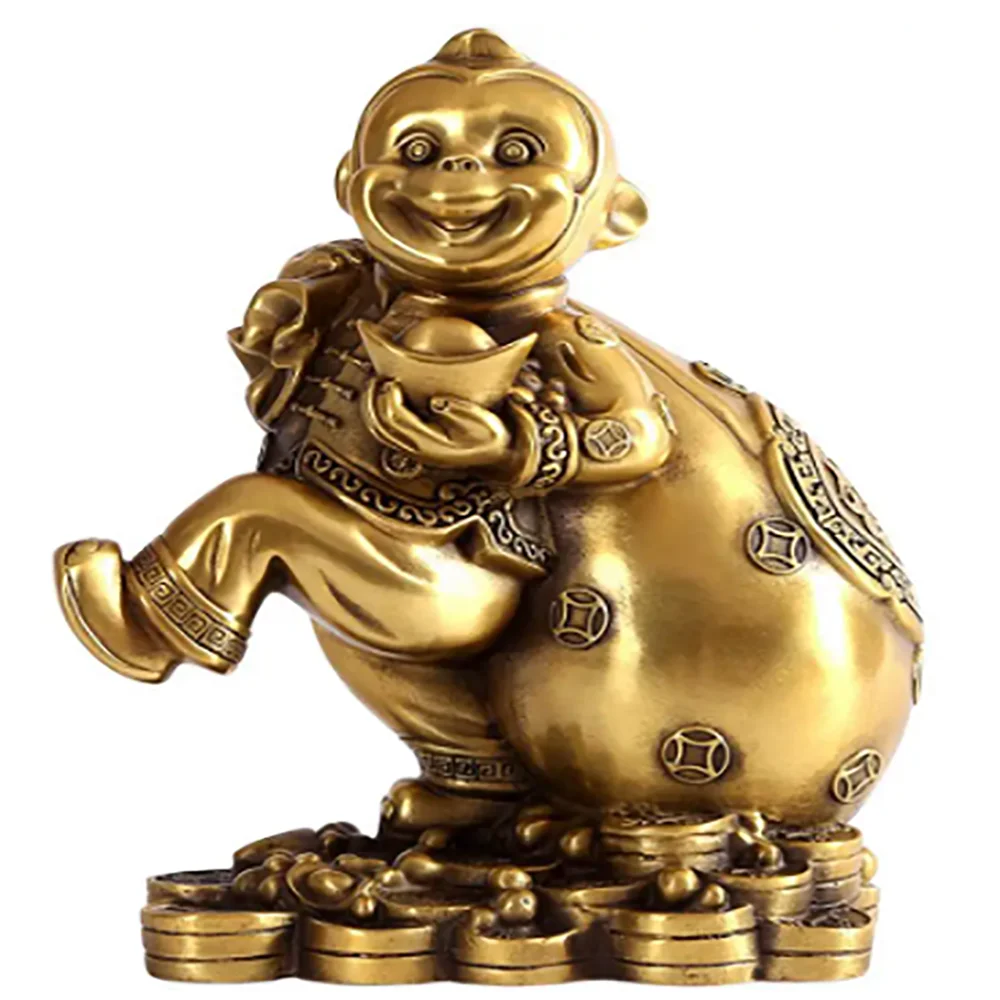 Copper Statue Copper monkey Zodiac monkey pull gold bag home furnishings metal crafts