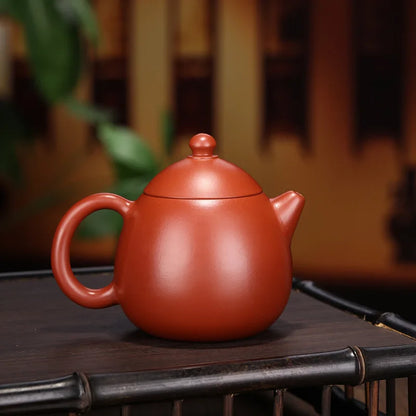 Dahongpao Lettering Dragon Egg Pot, Zisha Teapot, Handmade Kung-Fu Teaware, Purple Clay, Drinkware for Puer, Green, Black