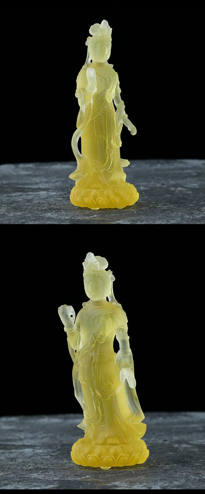 A Pair Coloured glaze Sunlight and Moonlight Bodhisattva Art Ornament Crafts