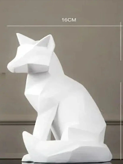Nordic Style Simple White Abstract Geometric Fox Sculpture Ornaments Modern Home Decorations