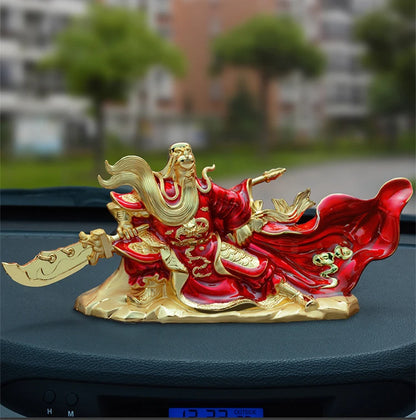 TOP HOME OFFICE Company SHOP CAR TOP Efficacious Money Drawing thriving business golden GUAN GONG Buddha FENG SHUI BRASS statue