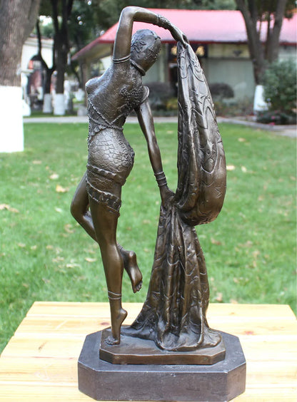 TOP COOL home lobby bar decorative art Indian dancer Girl bronze Sculpture art statue  43CM