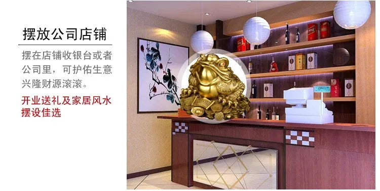 33 CM LARGE # OFFICE HOME Company business TOP efficacious Mascot Talisman Drawing Money GOLD Jin Chan copper FENG SHUI statue