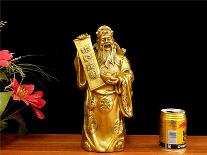 30CM large business bring wealth and fortune God of wealth CAI SHEN YE Brass Sculpture home shop Ornament