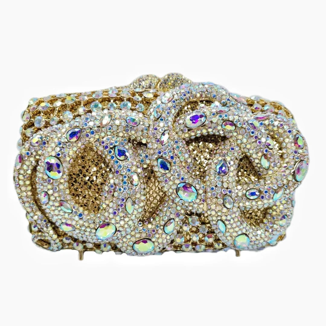 Pythons set with diamonds Crystal Evening Clutch Bag Women New Luxury Designer Chic Novelty Rhinestone Metal Purse And Handbag