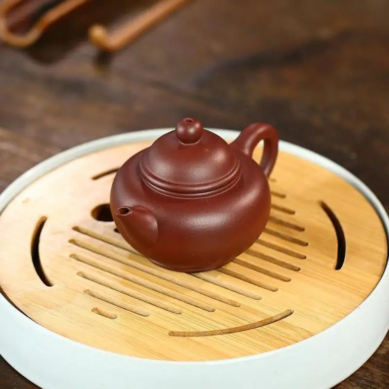 Purple Clay Sketch Horizontal Pot Zisha Teapot Yixing Handmade Pot Kung-fu Teaware  Purple Clay Drinkware For Puer Green Black