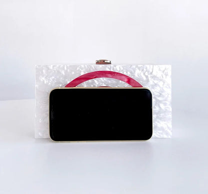 White Acrylic Wifi Pattern Woman Evening Purse Dinner Party Gift Bag Wedding Bridal Gala Handbag Toted Fashion Ladies Clutches