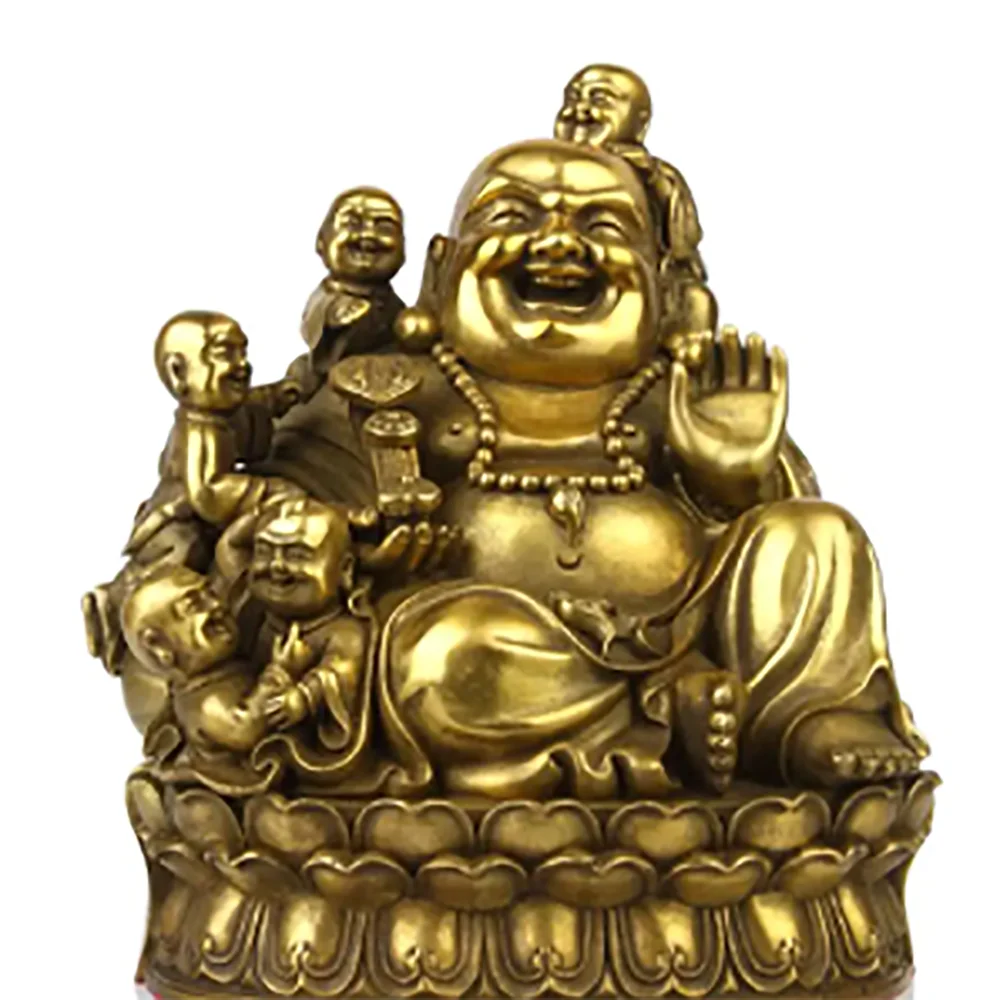 Pure copper Buddha statue Wuzi Dengke Maitreya Buddha Feng Shui Qiuzi Wang Ding Da belly laughing at Buddha tribute