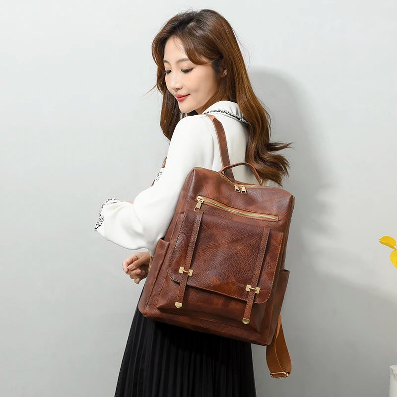 Sac A Dos Bagpack Durable PU Anti Splash Knapsack Luxury Women Designer Brand Backpack Large Capacity Student Schoolbag Mochilas