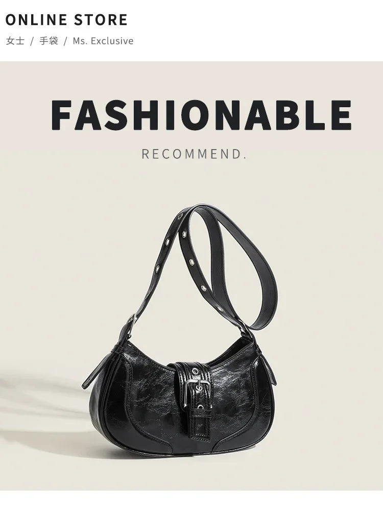 Niche Design Saddle Bag 2024 New Style Simple Retro Ancient Armpit Bag Shoulder Bags High-end Texture Crossbody Bags for Women