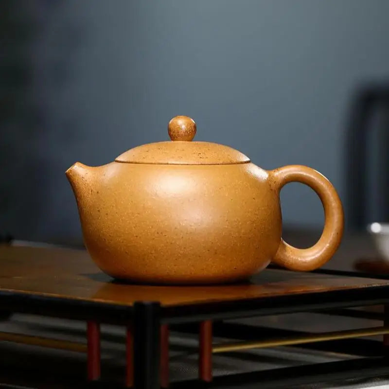 Zisha Teapot Yixing Handmade Pot, Kung-Fu Teaware, Purple Clay Drinkware for Puer Green Black Chinese Tea, Yellow Mud Xishi