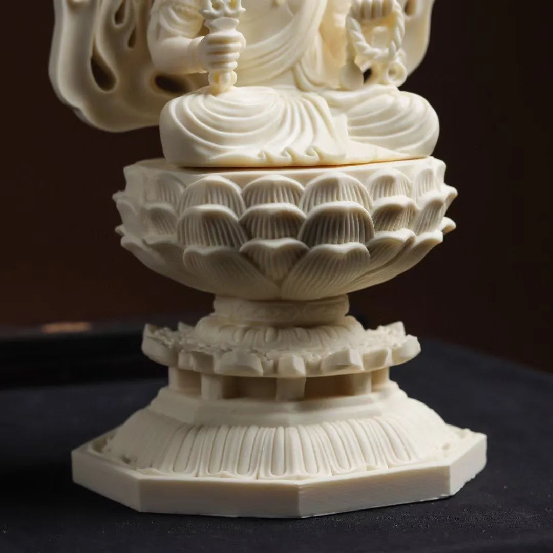 Sacred Acala Showcase: Fudo Myoo Enlightened Presence on Lotus - Exquisite Mingwan Wooden Buddha Artifact, Universal Craft