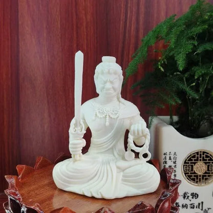 Sacred Acala Showcase: Fudo Myoo Enlightened Presence on Lotus - Exquisite Mingwan Wooden Buddha Artifact, Universal Craft