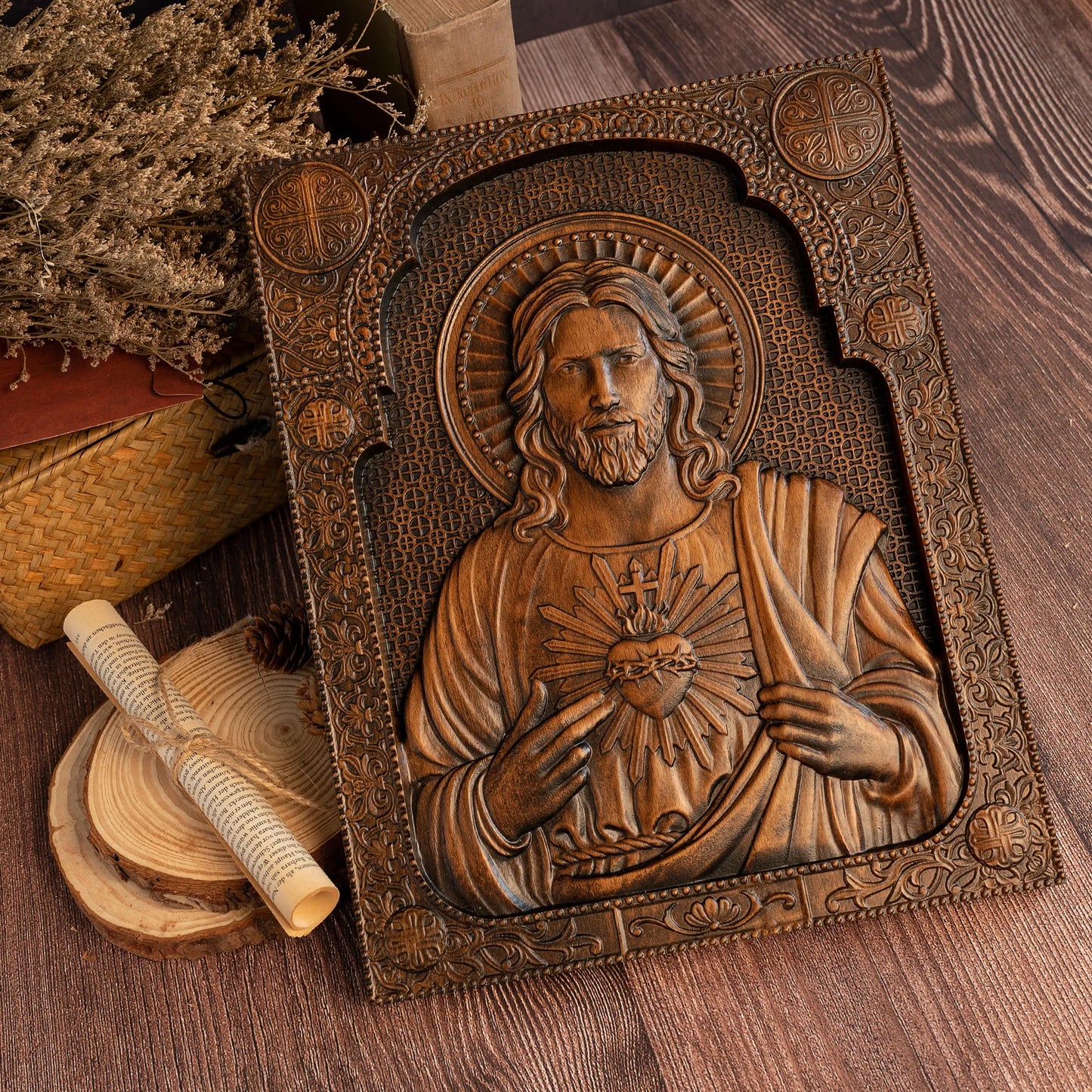 Sacred Heart of Jesus Religious Statue Saint Man Jesus Christ Wall Hanging Home and Decoration Church Catholic Christmas Gift