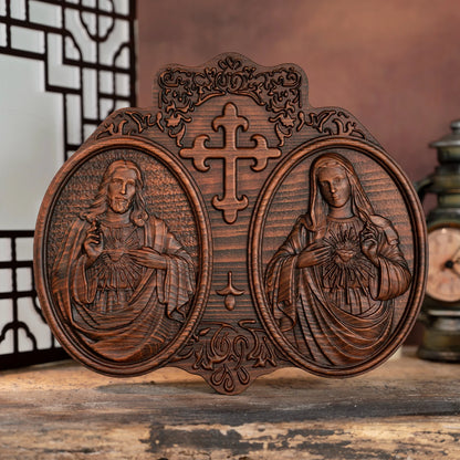 Sacred Heart of Jesus and Heart of Mary Jesus Christ Wall Decor Mural Religious Saint Statue Complete Catholic Christmas Gift