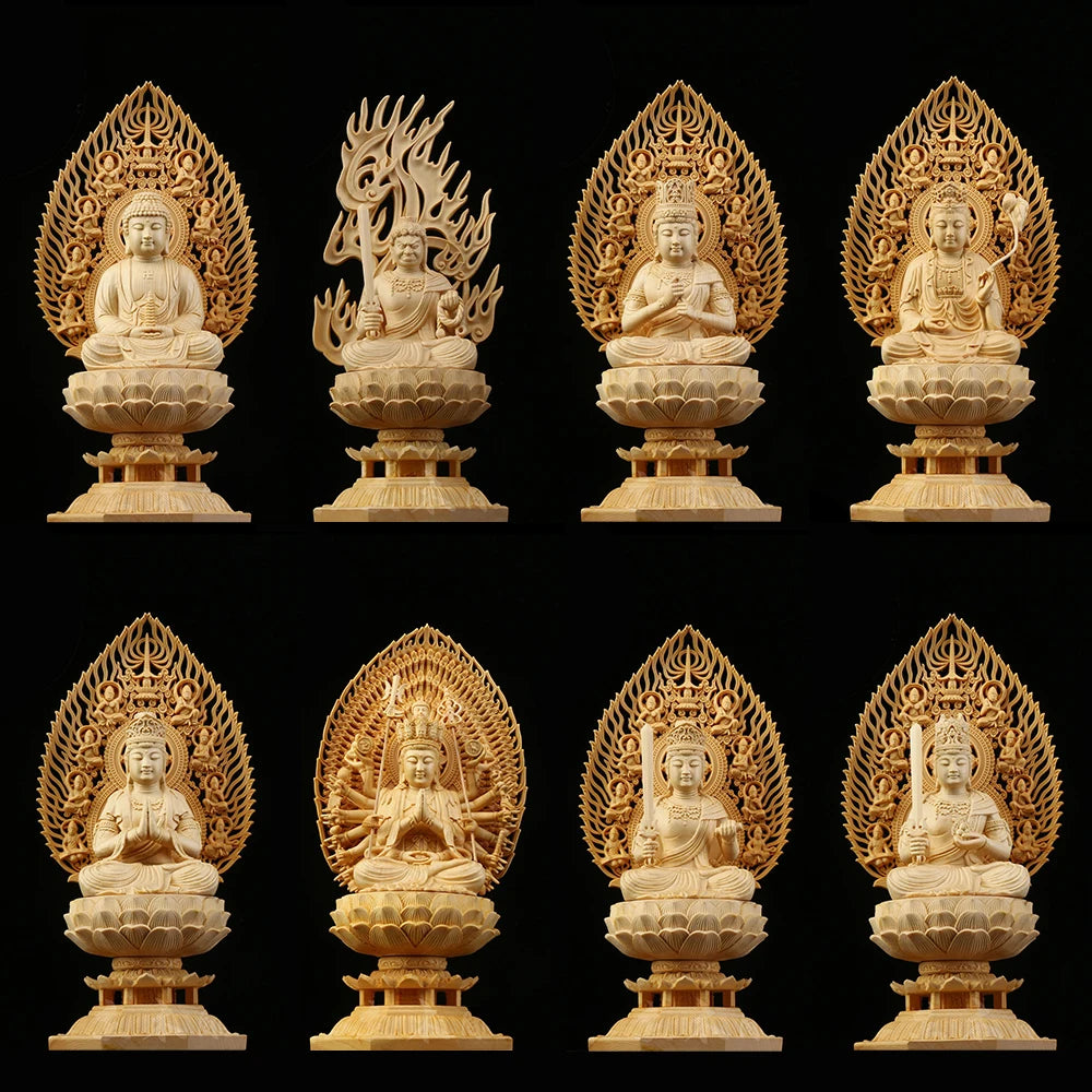Sacred Solid Wood Sculpture, Medallion, Gautama, Patron Saint of Harmony and Prosperity, Embellishing Feng Shui