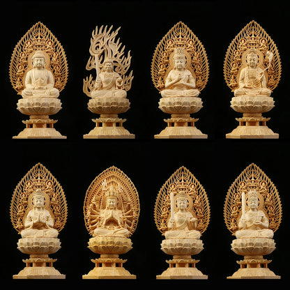 Sacred Solid Wood Sculpture, Medallion, Gautama, Patron Saint of Harmony and Prosperity, Embellishing Feng Shui