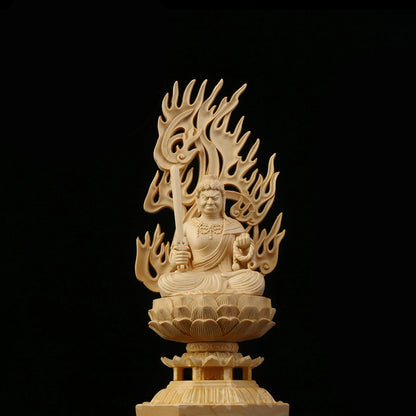 Sacred Solid Wood Sculpture, Medallion, Gautama, Patron Saint of Harmony and Prosperity, Embellishing Feng Shui