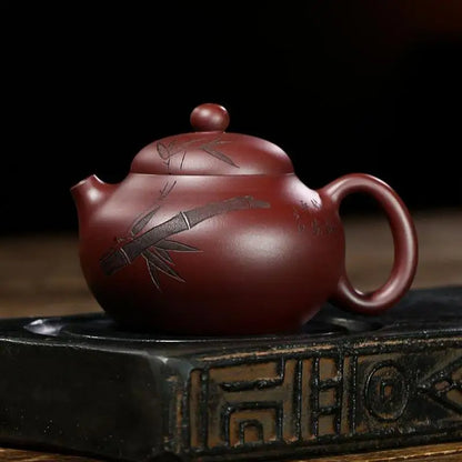 Handmade Zisha Teapot, Yixing Handmade Pot, Kung-Fu Teaware, Purple Clay Drinkware for Puer Chinese Tea Mud Green Ba