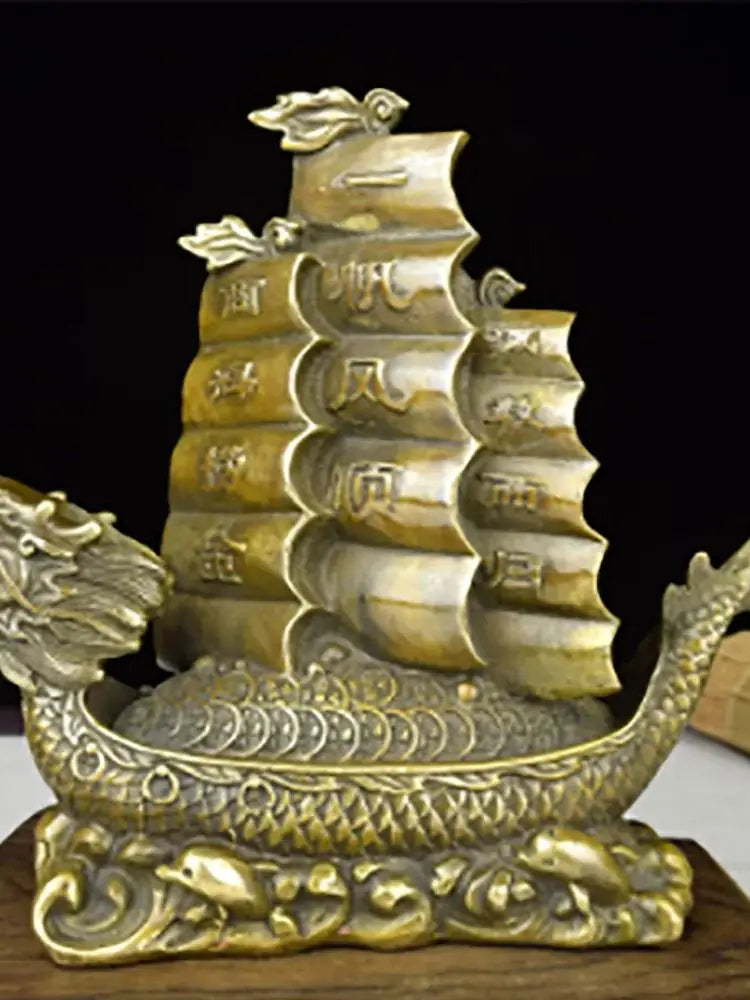 Copper copper brass ornaments with dragon boat Everything is going smoothly. Zhaocai ship whose ship help business sroom