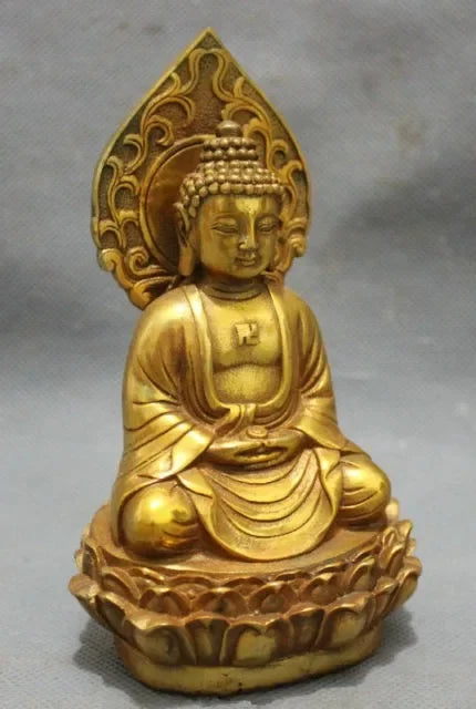 decoration bronze factory Pure Brass Antique  gold-plated brass pray bless shakyamuni Buddha Statue / Height: 5.5inch