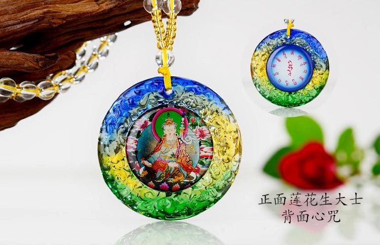 Greco-Buddhist pocket travel efficacious bless Mascot Namo Padmasambhava Guru Rinpoche Buddha Crystal Pendant Buddhist Amulet