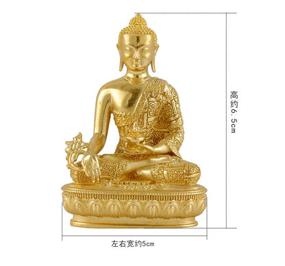 GOOD BUDDHA Buddhist pocket Travel Carry-on talisman bless safety good luck Handmade gilding the Medicine Guru Buddha statue