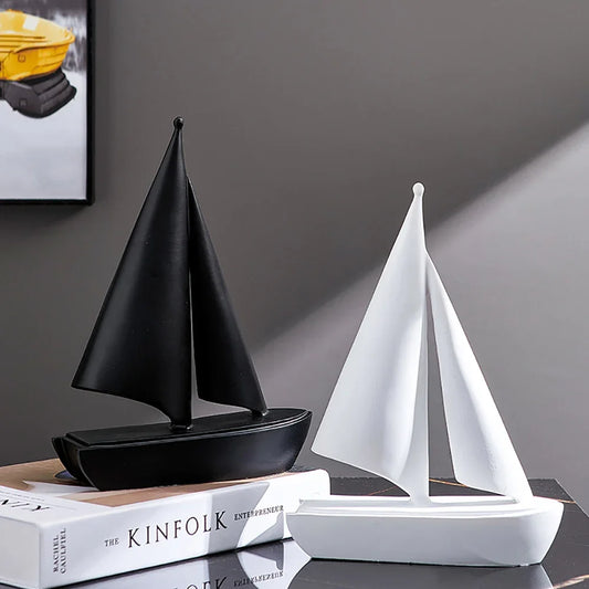 Sailing Sculptures Figurines for Interior Living Room Decor Home Yacht Statue Nordic Bedroom Ornaments