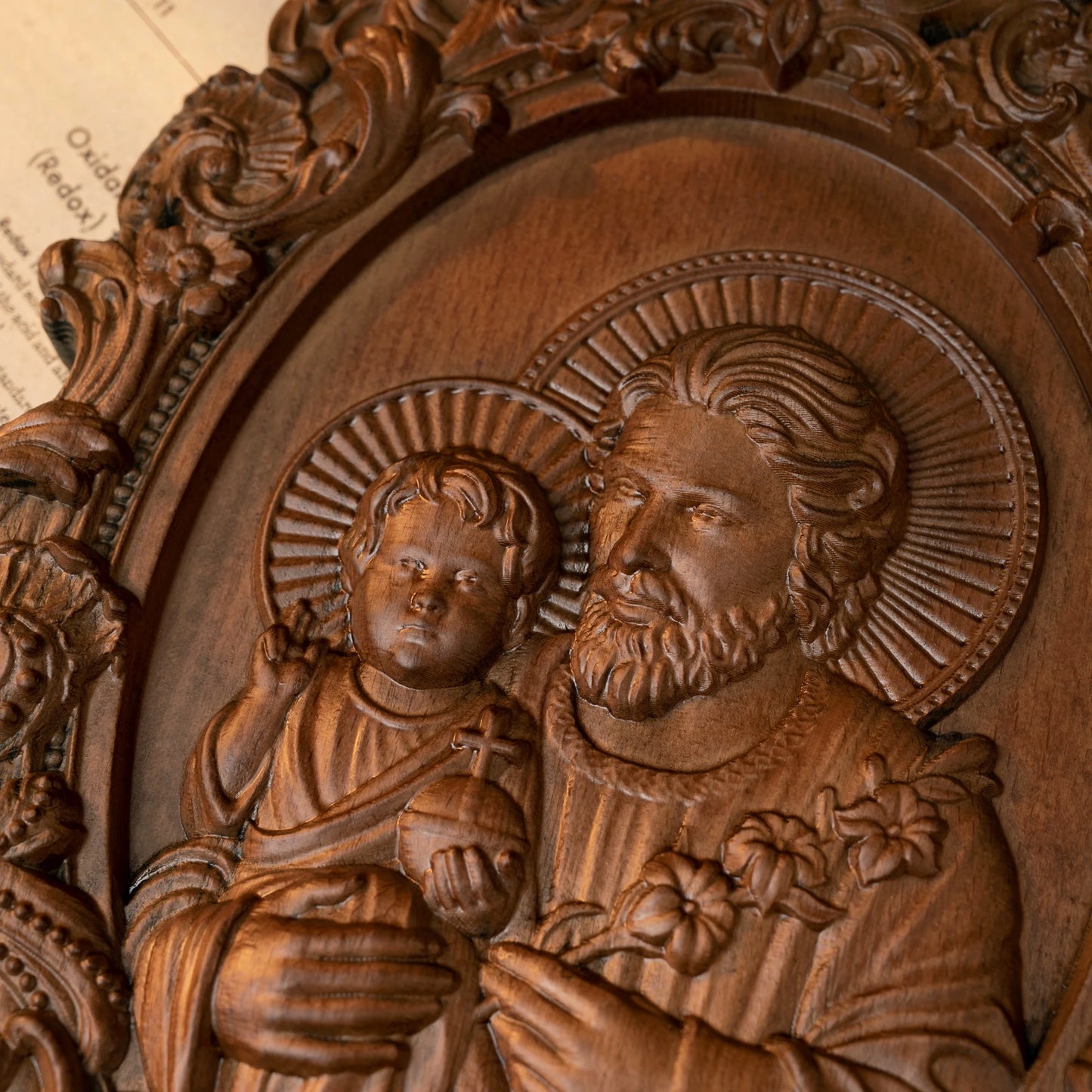 Saint Joseph Wood Carving Religious Icons Father's Day Christian Gift Wall Art Work Figure Carving Catholic Home Decor