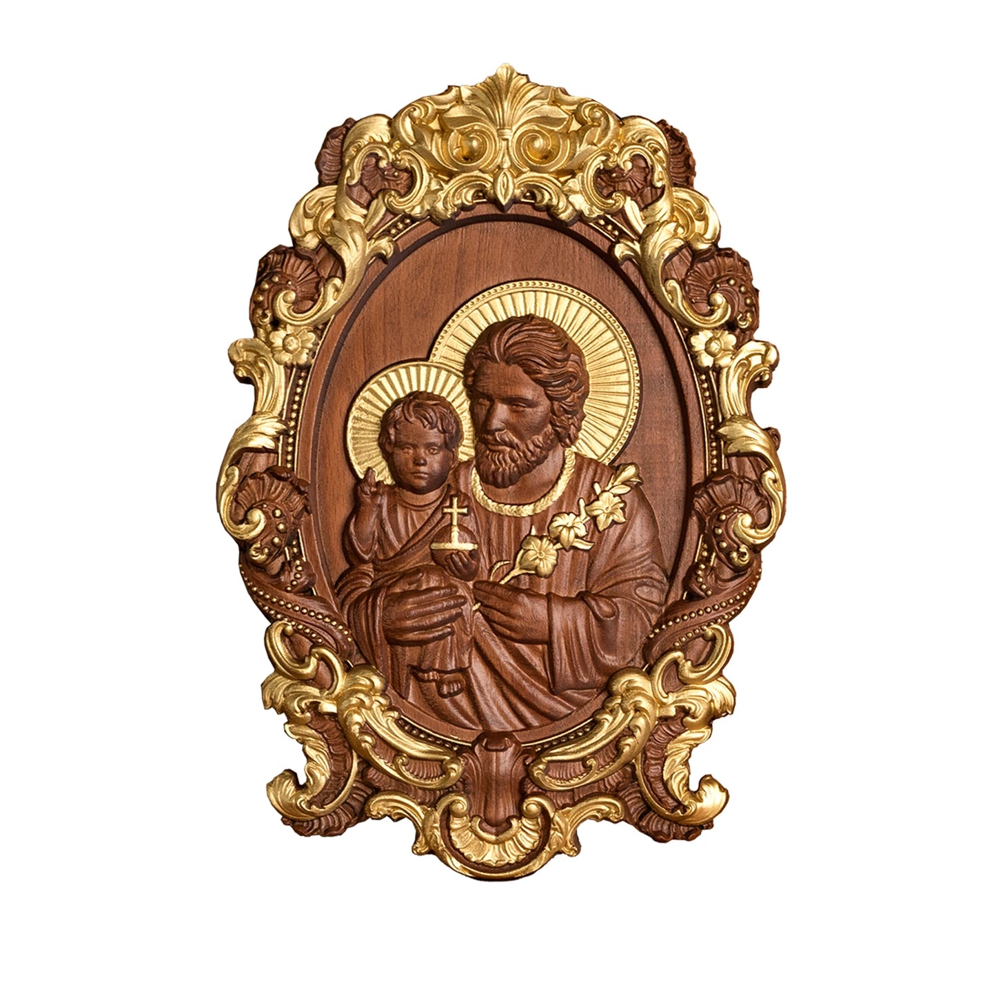 Saint Joseph Wood Carving Religious Icons Father's Day Christian Gift Wall Art Work Figure Carving Catholic Home Decor