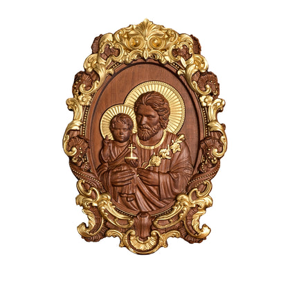Saint Joseph Wood Carving Religious Icons Father's Day Christian Gift Wall Art Work Figure Carving Catholic Home Decor