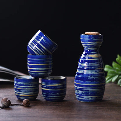 Sakura Pattern Japanese Sake Sets Wine Bottle Cups Sets for Bar Ceramic Drinkware Tea Set Cup Kungfu Tea Set Tea Pot Set