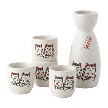 Sakura Pattern Japanese Sake Sets Wine Bottle Cups Sets for Bar Ceramic Drinkware Tea Set Cup Kungfu Tea Set Tea Pot Set
