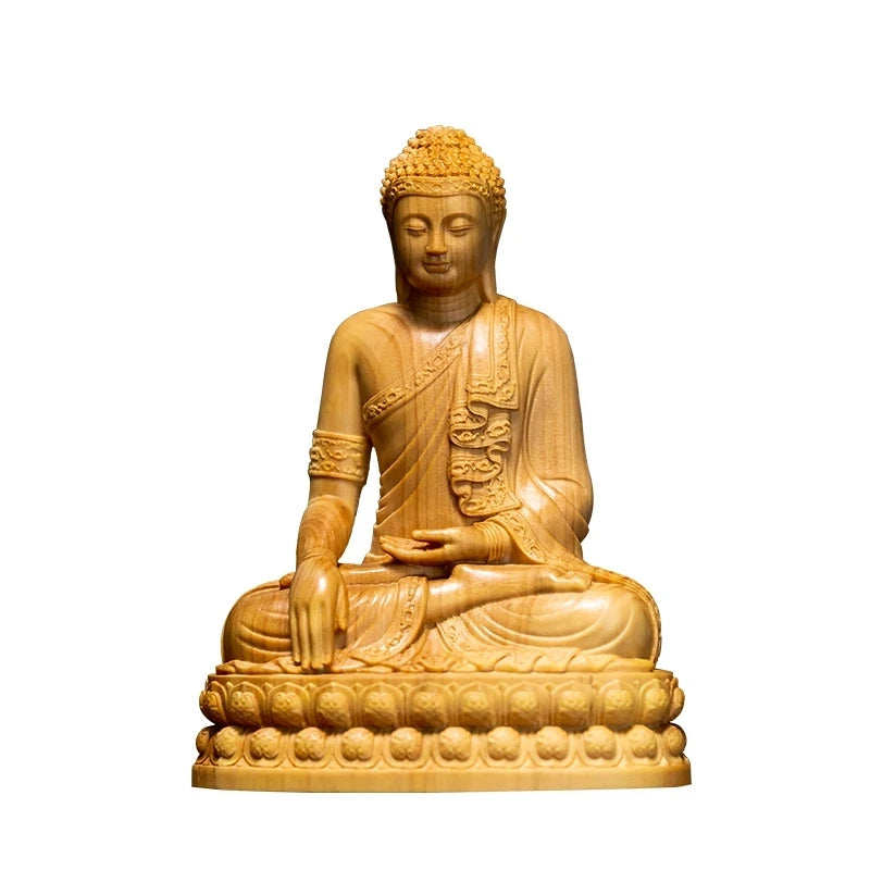 Sakyamuni-Mini Thailand Buddha Statue Boxwood Figurines Collection Home Decor Ornaments 10CM