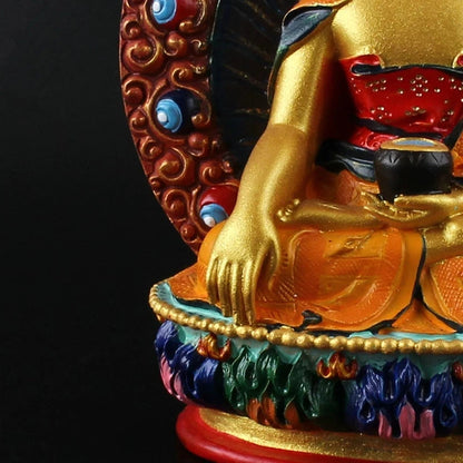 Sakyamuni Resin Buddha Figurine, Bodhisattva Delicate Hand Plated Buddhist Tranic Tibetan Treasure Figure Buddha Statue