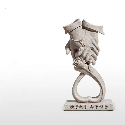 Sandstone Couples Holding Hands Gift Statue Abstract Art Sculpture  Home Decor Wedding Valentine's Day Gift Statue Souvenir