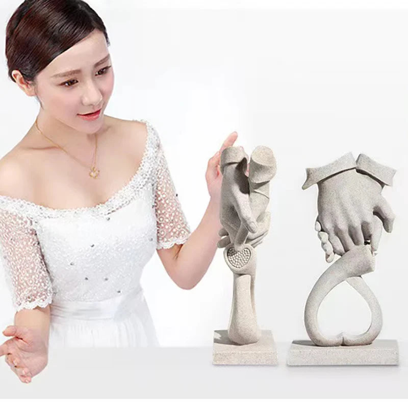 Sandstone Couples Holding Hands Gift Statue Abstract Art Sculpture  Home Decor Wedding Valentine's Day Gift Statue Souvenir