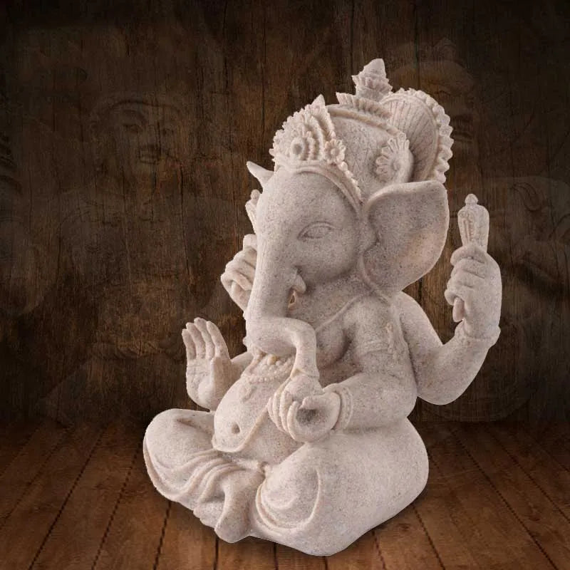Sandstone Ganesha Buddha Handmade Indian Ganesha Elephant Figurine Elephant Statue Sculpture Home Decoration Accessories