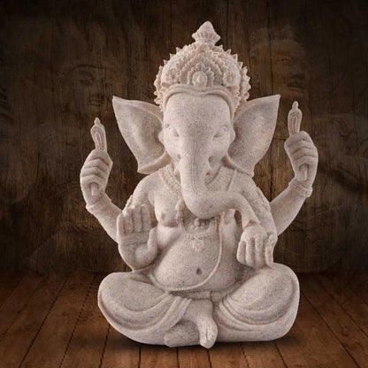 Sandstone Ganesha Buddha Handmade Indian Ganesha Elephant Figurine Elephant Statue Sculpture Home Decoration Accessories